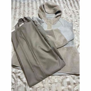 CFT. side tuck all in one/eco fur hood(サロペット/オーバーオール)