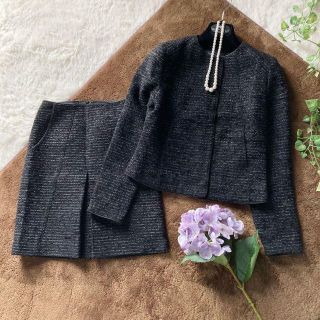 【美品】アルチザン-ARTISAN-ノーカラーツイードフリンジリネンジャケット