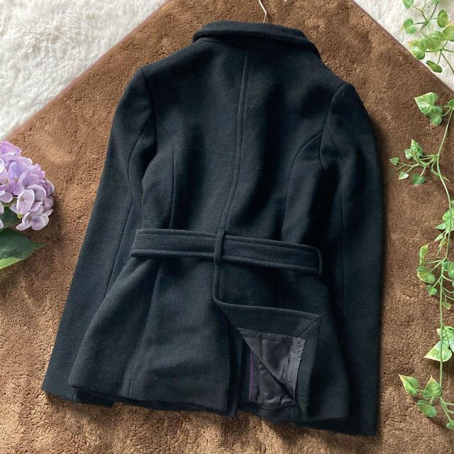 UNITED ARROWS(ユナイテッドアローズ)の日本製♡ユナイテッドアローズ ベルト付き ウール ショートコート ブラック レディースのジャケット/アウター(その他)の商品写真