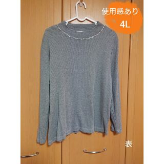 ビジュー付きトップス(大きいサイズ：4L)(カットソー(長袖/七分))