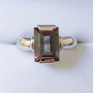 バイカラートルマリン リング K18WG 3.12ct 7.8g(リング(指輪))