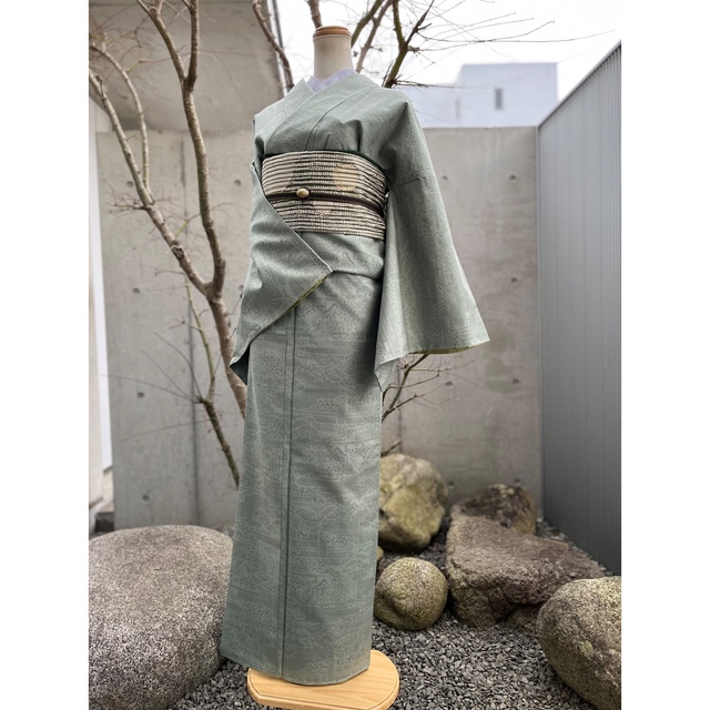 結城紬 薄グリーン クラシック stockshoes.co
