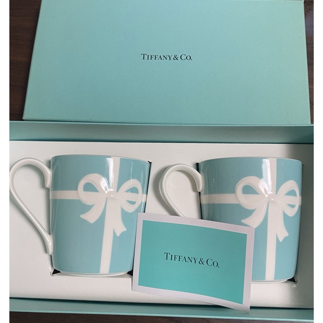 【新品未使用】TIFFANY&Co マグカップ ブルー リボンボーンチャイナカラー品番