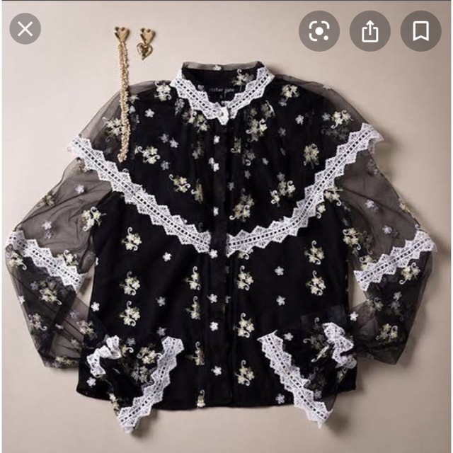 本当に信頼出来る商品 Organza Prickle Blouse フラワー シャツ フリルブラウス シャツ+ブラウス(長袖+七分)