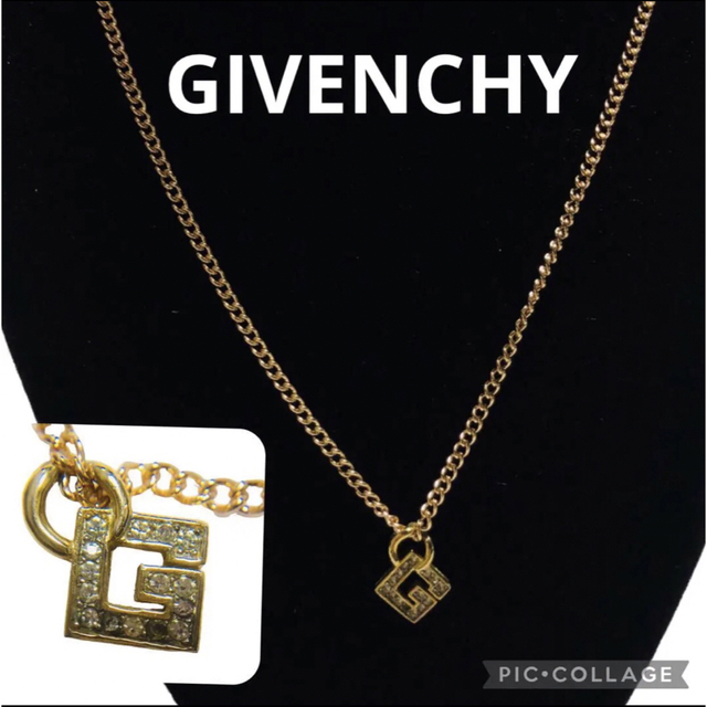 givenchy vintage Gロゴラインストーンネックレス