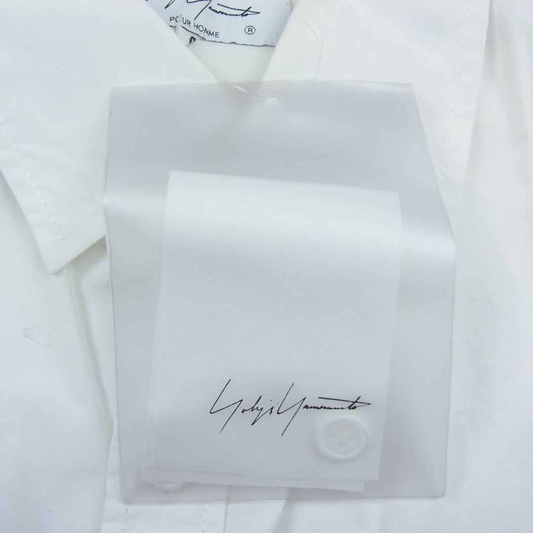 Yohji Yamamoto POUR HOMME ヨウジヤマモトプールオム 長袖シャツ 21AW HX-B67-005 COTTON BROAD CHAIN STITCH LEFT BREAST PATCH POCKET BLOUSE 環縫い コットンロング ブラウス ホワイト系 2