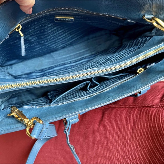 PRADA プラダ◆サフィアーノ◆ハンドバッグ 鞄◆青 ブルー 水色 7