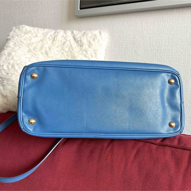 PRADA プラダ◆サフィアーノ◆ハンドバッグ 鞄◆青 ブルー 水色 4