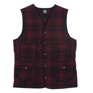 シュガーケーン(Sugar Cane)のSUGAR CANE シュガーケーン SC13207 FICTION ROMANCE 21.25oz.WOOL CHECK CRUISER VEST ベスト レッド系 36【中古】(ベスト)