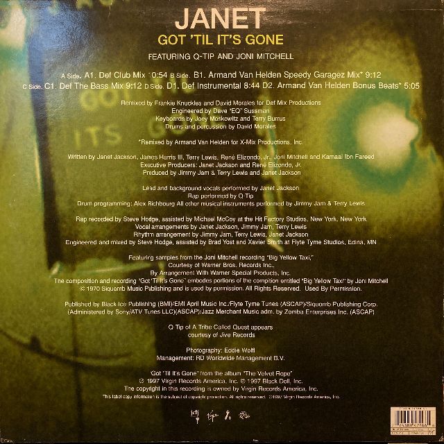 Janet Q-Tip Joni Mitchell Got 'Til It's 楽器のDJ機器(DJエフェクター)の商品写真