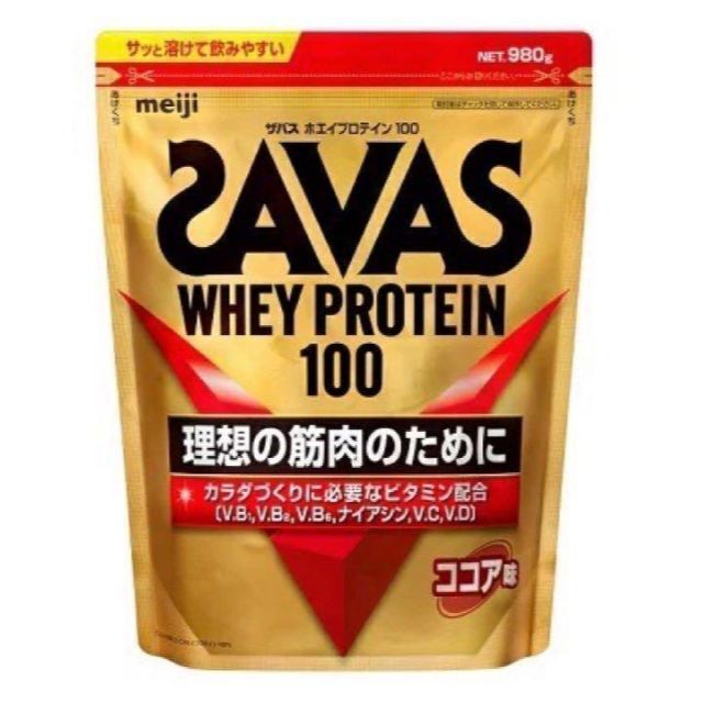 SAVAS(ザバス)の【24H以内発送】ザバス ホエイプロテイン100 ココア味 980g 食品/飲料/酒の健康食品(プロテイン)の商品写真