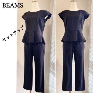 ビームス(BEAMS)の楽ちんなのに上品見え♪　ストライプセットアップ　M　ブラック(シャツ/ブラウス(半袖/袖なし))