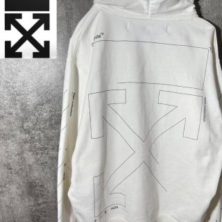 オフホワイト(OFF-WHITE)の[大人気]　オフホワイト　袖背面　ビックプリント◎　存在感◎　ホワイト　レア(パーカー)