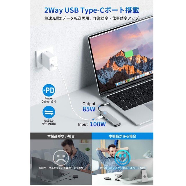【新品・未開封】USBハブ　6‐in‐1　2023年新作 スマホ/家電/カメラのPC/タブレット(その他)の商品写真