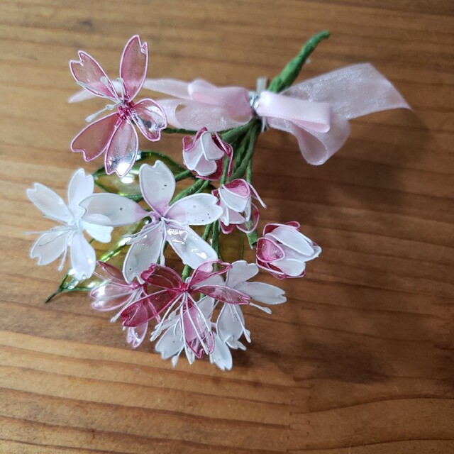 アメリカンフラワー桜ミニ花7クリアピンク2白2バイカラー3蕾3 アメリカンフラワー桜ミニ花7クリアピンク2白2バイカラー3蕾3