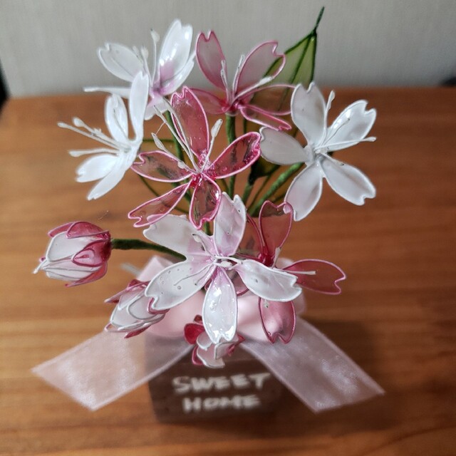 アメリカンフラワー桜ミニ花7クリアピンク2白2バイカラー3蕾3 アメリカンフラワー桜ミニ花7クリアピンク2白2バイカラー3蕾3