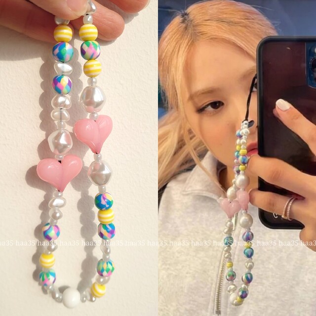 再入荷✰blackpink ロゼ愛用似♡ぷっくりハート パール スマホ
