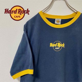 ハードロックカフェ(Hard Rock CAFE)の海外古着 希少！ビンテージ ネイビーのハードロックカフェリンガーT (M)(Tシャツ/カットソー(半袖/袖なし))