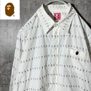 アベイシングエイプ(A BATHING APE)の[大人気]　アベイシングエイプ　シャツ　総柄　存在感◎　ホワイト　季節感◎(シャツ)