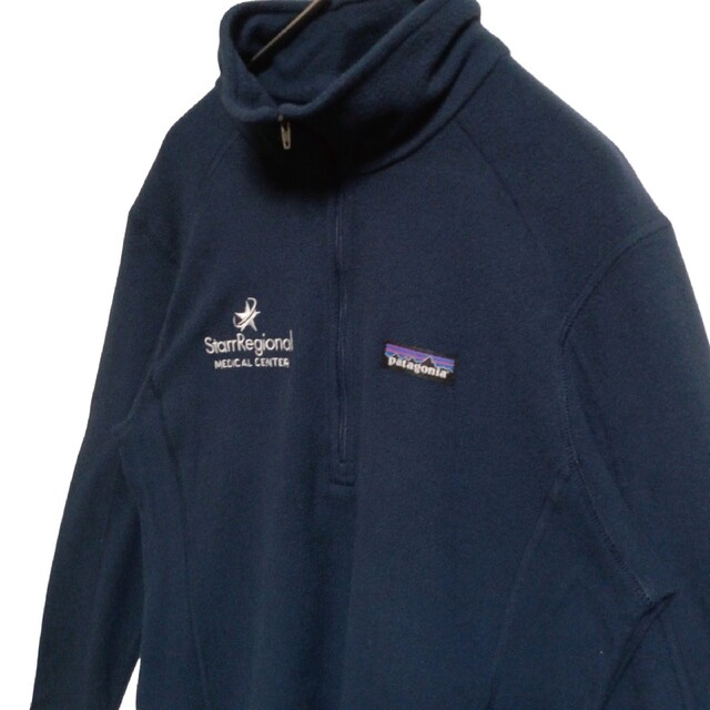 patagonia(パタゴニア)のpatagoniaパタゴニアスウェットハーフジップ　ネイビー　レディースM　古着 レディースのトップス(トレーナー/スウェット)の商品写真