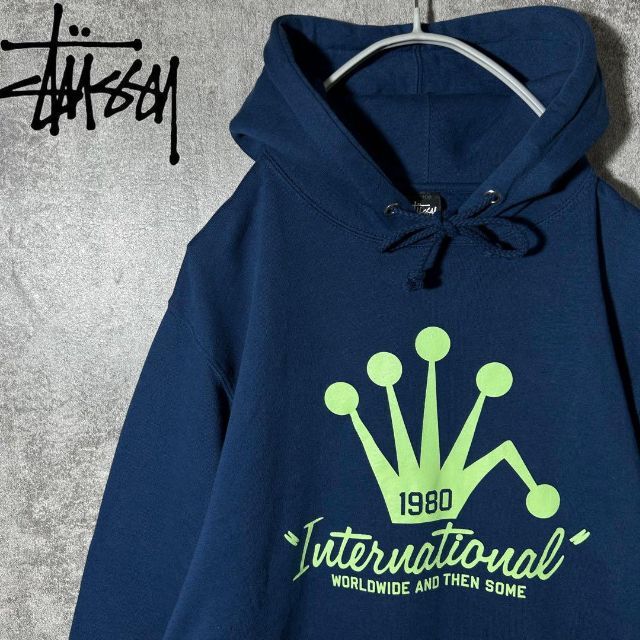 入手困難モデル】STUSSY 刺繍 折れクラウン 裏起毛パーカー ゆるダボ