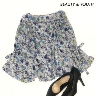 ビューティアンドユースユナイテッドアローズ(BEAUTY&YOUTH UNITED ARROWS)のBEAUTY & YOUTH★花柄 キャンディスリーブ ブラウス 長袖 白(シャツ/ブラウス(長袖/七分))