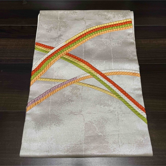 大人気定番商品 【名古屋帯】四角の中にカラフル模様 刺繍 - www