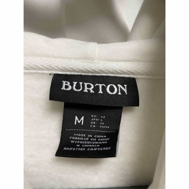 BURTON(バートン)のBURTON プルオーバーフーディー パーカー 裏起毛 ロゴ刺繍入り ホワイト メンズのトップス(パーカー)の商品写真