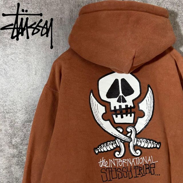 STUSSY - [大人気]ステューシー パーカー 90s ブラウン ドクロ◎ 両面