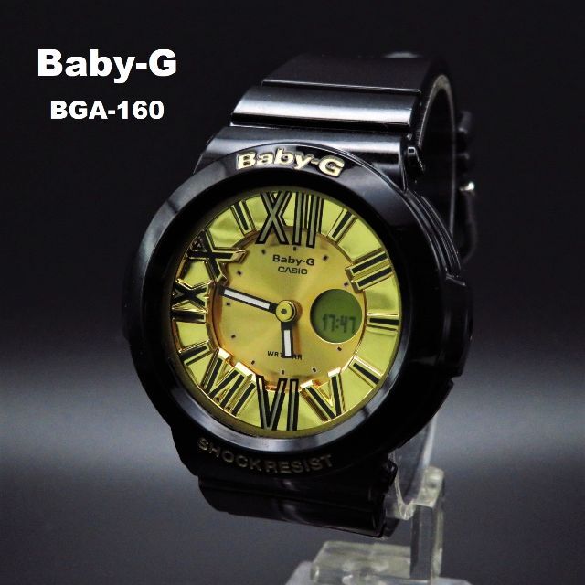 Baby-G BGA-160 ネオンダイアル ブラック ゴールド