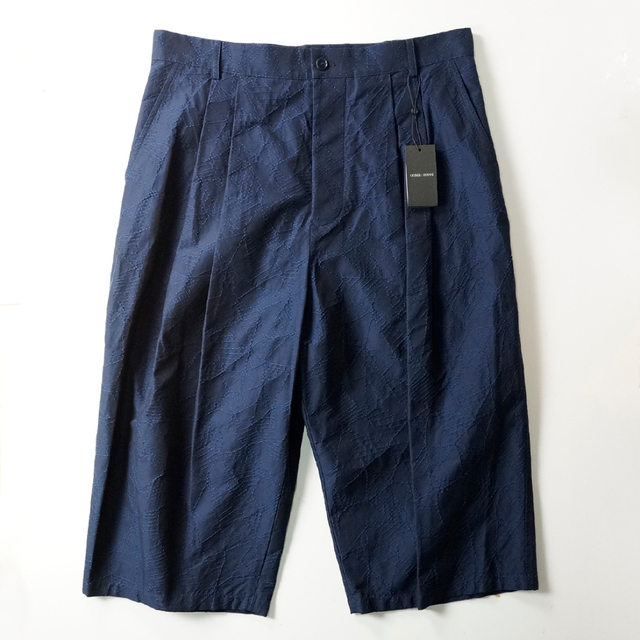 新品GIORGIO ARMANIジョルジオアルマーニワイド7分ネイビーパンツ52