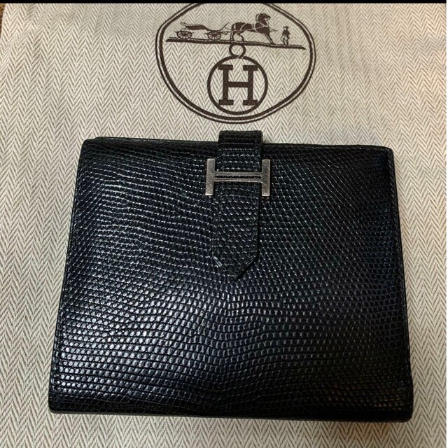 エルメス HERMES ベアン コンパクト リザード S金具 □C刻印 正規品