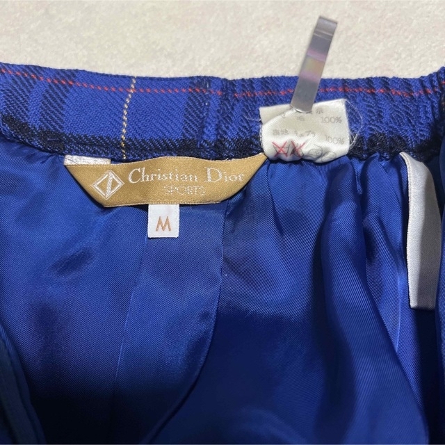 Christian Dior(クリスチャンディオール)のChristian Dior 毛100%ブルーチェック膝丈スカート　size M レディースのスカート(ひざ丈スカート)の商品写真