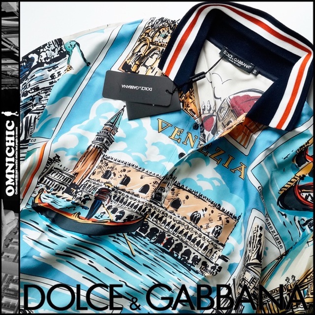 日本最大の DOLCE&GABBANA - VENEZIA柄シルク100％新品17万ドルチェ＆ガッバーナビックポロシャツ50 ポロシャツ