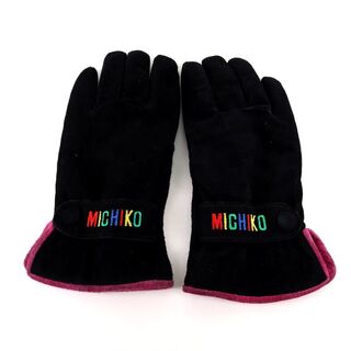 ミチコロンドン(MICHIKO LONDON)のミチコロンドン 手袋 レザー グローブ ロゴ刺繍 ブランド レディース ブラック MICHIKO LONDON(手袋)