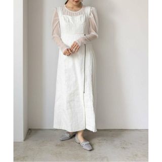 ランダ(RANDA)の【WHITE】コルセットデザインデニムワンピース(ロングワンピース/マキシワンピース)