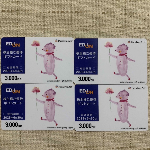 エディオン　株主優待　12000円分優待券/割引券