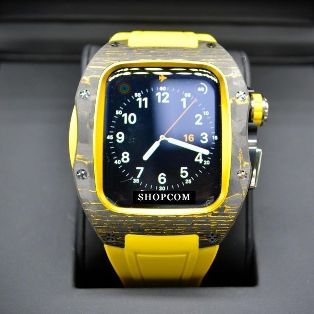 割引 AppleWatch case Racing Carbon 時計 YELLOW 腕時計(デジタル)