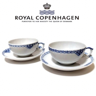 ロイヤルコペンハーゲン(ROYAL COPENHAGEN)の激安！2客ロイヤルコペンハーゲンプリンセス ブルー ティーカップ＆ソーサー(グラス/カップ)