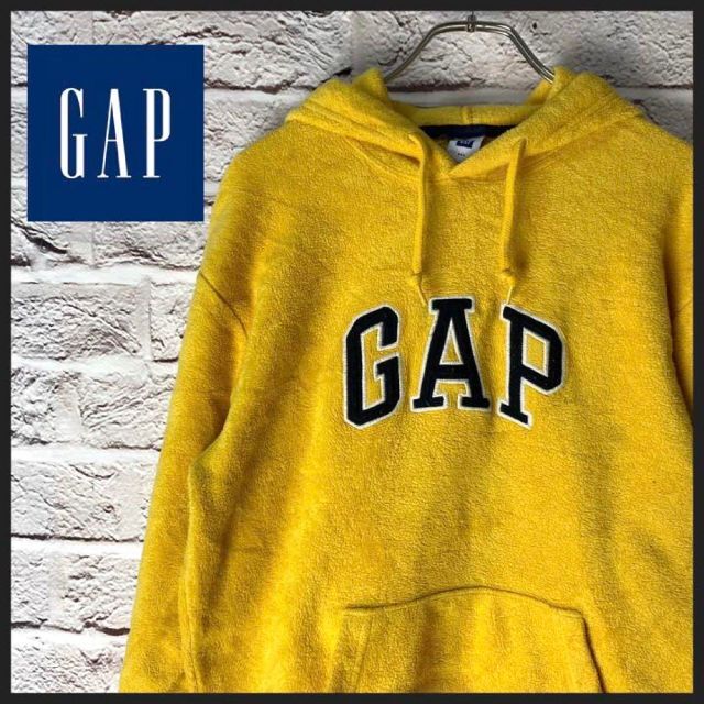 新品ギャップ GAP ビックパーカー　デカロゴ　ビックロゴ　モコモコ　ネイビーM