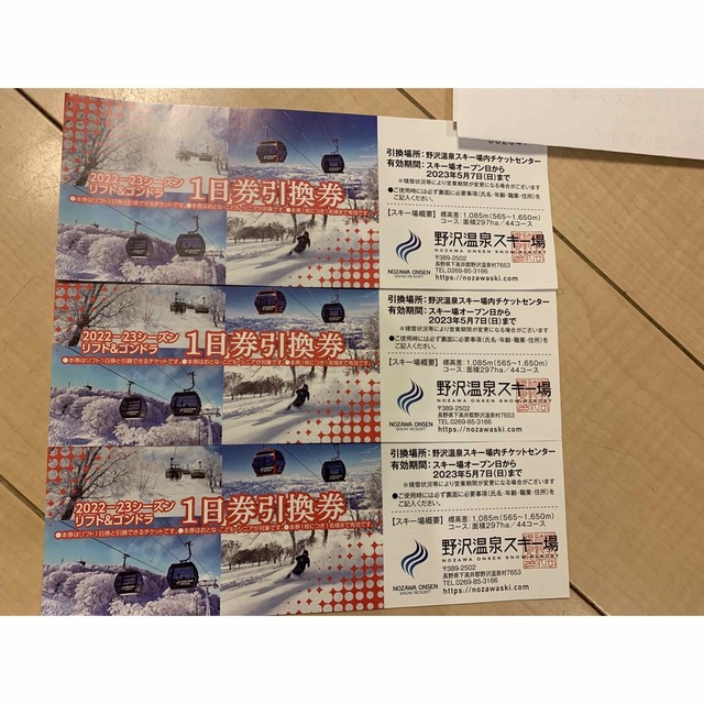 ゆぅゆ様専用 野沢温泉スキー場の1日リフト券引換券3枚 大特価放出