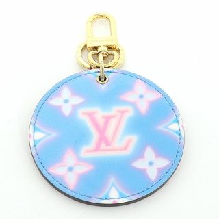 ルイヴィトン(LOUIS VUITTON)のルイヴィトン LOUIS VUITTON ポルト クレ・イリュストレ モノログラム キーホルダー バッグチャーム モノグラム・ヴェルニ レザー ピンク/ブルー/ゴールド金具 M00621【中古】A(財布)