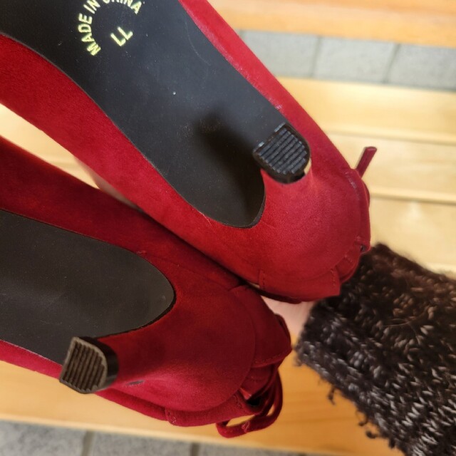 【試着のみ】後ろ編み上げパンプス(ワインレッド) レディースの靴/シューズ(ハイヒール/パンプス)の商品写真
