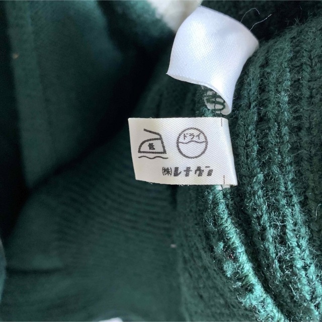 【vintage】古着 90's メンズ チルデン ニット セーター 緑 ★肉厚 メンズのトップス(ニット/セーター)の商品写真