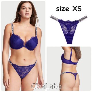 ヴィクトリアズシークレット(Victoria's Secret)の【新品】VS シャインロゴ トング ショーツ ブルー XS(ショーツ)