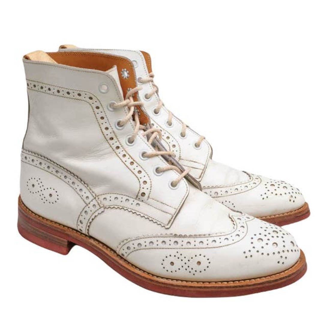 トリッカーズ/Tricker's レースアップブーツ シューズ 靴 メンズ 男性 男性用レザー 革 本革 ホワイト 白 M2508 MALTON モールトン Brogue Boots ダブルソール カントリーブーツ ウイングチップ ウイングチップ ダイナイトソール