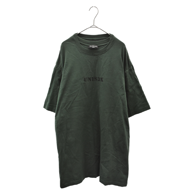 775センチ身幅BALENCIAGA バレンシアガ 20SS UNISEX Print Tee フロントプリント クルーネック半袖Tシャツ カットソー グリーン 657059TKV97