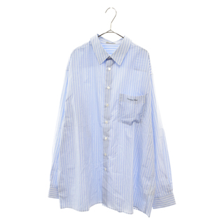 ディオール(Dior)のDIOR ディオール 22AW 胸ロゴ刺繍ストライプオーバーサイズ長袖シャツ 243C551A5654 ブルー(シャツ)