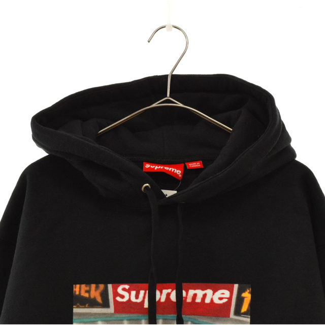 SUPREME シュプリーム × Thrasher Hooded Sweatshirt スラッシャー フロントプリント スウェットプルオーバーパーカー ブラック 2