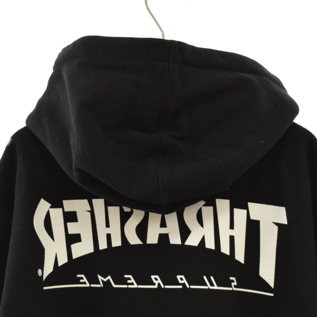 SUPREME シュプリーム × Thrasher Hooded Sweatshirt スラッシャー フロントプリント スウェットプルオーバーパーカー ブラック 3